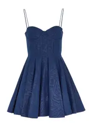 Alice + Olivia Adara Sheen Cotton-blend Mini Dress - Blue - 6 (UK 10 / S) 6 (UK 10 / S)