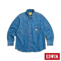 在飛比找momo購物網優惠-【EDWIN】男裝 橘標 寬版厚磅牛仔長袖襯衫(石洗藍)