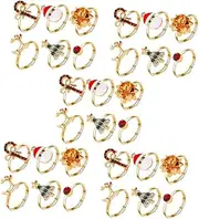 LIFKOME Christmas Elk Ring Ring Toys Christmas Party Ring Stackable Rings Finger Jewelry Gold Adjustable Rings Bag Fillers Stacking Festive Rings Gold Knuckle Rings Alloy