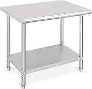 Zstar Stainless Steel Table, 36 x 24 x 35 Inch Adjustable Work Table, NSF Certificated, Heavy Duty Commercial Food Prep Worktable for Restaurant, Home and Hotel