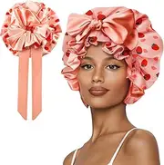 Vettres Satin Silk Bonnet for Sleeping Women 2024 Tie Band Adjustable Straps Hair Cap For Curly Hair