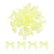 30Pcs Mini Ribbon Bow 1.5" Mini Fabric Satin Ribbon Flower Bows Yellow