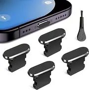 Anti Dust Plug for iPhone, 4 Pack iPhone Dust Plug Cover Charging Port Protector Cap with Cleaning Brush for iPhone 14 Pro Max 13 12 11 AirPods iPad, All Lightning Port Devices