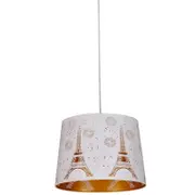 CLA Lighting Penshade Interior Slanted with Eiffel Tower Pattern Laser Cut Pendant Light White