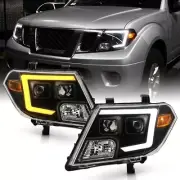 For 2009-2021 Frontier Black Headlights LED DRL Tube Switchback Sequential Turn (for: Nissan)