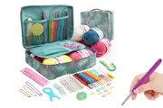 58Pcs Crochet Kit Yarn and Knitting Accessories Set with Storage Bag for Beginners-Flamingo