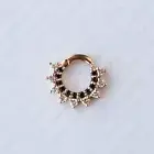 Natural Balck & White Diamond Septum Clicker, Daith Earring Piercing in 18k Gold