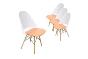 6IXTY Set of 4 - Plaza Scandinavian Dining Chair - Orange