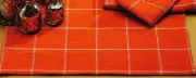Burlap Check Tangerine Orange Table Settings Placemat Runners Dishtowels Country