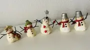 VINTAGE MINIATURE SNOWMEN 2.25" CHRISTMAS HOLIDAY SNOWMAN DECOR Lot 5