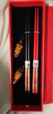 Wood Chopsticks 2 Pairs With 2 Duck Holders Presents Chopsticks Serveware Gift