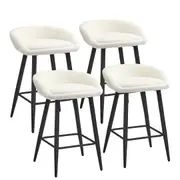 Oikiture Bar Stools Set of 4 Kitchen Dining Chairs Counter Stool White Boucle