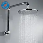 Gooseneck Shower Arm Extension with 9" Swivel Rain Shower Head Set Brass Chrome