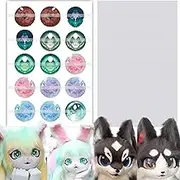 BOYYOEE 1 Set Fursuit Eye Mesh with Eyes, 11.8x7.87inch Waterproof Blank PVC Eye Mesh with Eyes for Therian Mask for Furries Cosplay, Sculptures,Craft Making,Props Fursuits (Cartoon-A)