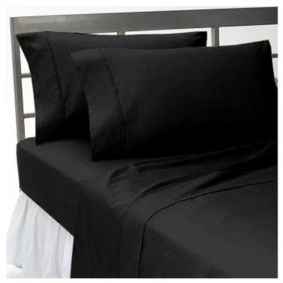 1500 Thread Count 100% Egyptian Cotton 1500 TC Bed Sheet Set KING Black Solid