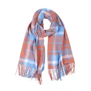 ANYYOU Scarf Blue Red Plaid Knitted Cashmere Winter Pashmina Shawl Tassel Bandana