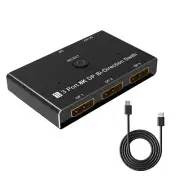 8K DisplayPort Splitter DP 1.4 Switch 8K@30Hz 4K@144Hz 3x1 1x3 Converter