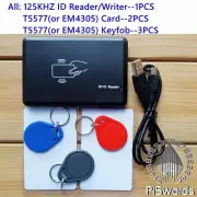 125khz ID EM4100 card Reader writer cloner copier + blank writeable keytag t5577