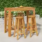 5 PCS Garden Bar Set Outdoor Wooden Bistro Table Chairs Sturdy Patio Furniture