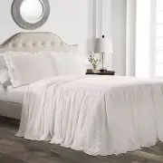 Lush Decor Ruffle Skirt Bedspread Vintage Chic Farmhouse Style Lightweight 3 Pie