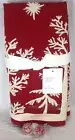 NWT POTTERY BARN SLEIGHBELL CREWEL 100% COTTON RED TABLE THROW 50" x 50" 4900305