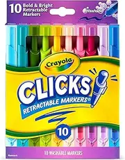 Crayola Washable Markers with Retractable Tips, Clicks, School Supplies, 10 Count, Gifts for Kids