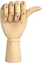 Wood Artist Drawing Manikin Articulated Mannequin with Wooden Flexible Fingers 10" Left Hand (10 inches-The Right Hand)