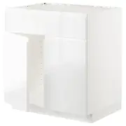 METOD base cabinet f sink w 2 doors/front, white/Voxtorp high-gloss/white, 80x60x80 cm