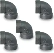 Pack of 5 Black Malleable 300LB XH 90° Elbow w/ Female Threads