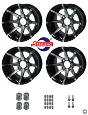 GOLF CART 12"x7" ALUMINUM 'KRAKEN' WHEELS / RIMS (SET OF 4) | (OFFSET 3+4)
