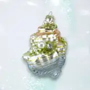 Shimmer Conch Shell Ornament Coastal Christmas Decor NEW 2024
