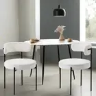 Set of Two Juniper Retro Round Boucle Dining Chairs | Sleek Modern Curved Bou...