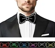SOUTHSKY Flashing LED Bow Tie Neon EL Wire Light Up for Halloween,Costume,Parties,Festival, Cosplay (White)