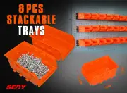 8PC Wall Mounted Storage Bins Rack Set Nuts Bolts Organizer Parts 97902
