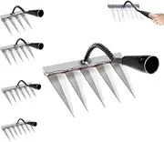 Heavy-Duty Iron Weeding Rake – 4/5/6/7 Toothed Steel Weed Puller for Lawn Dethatching & Soil Loosening(5 Tines)
