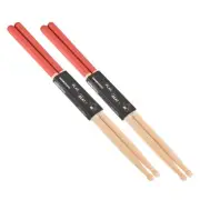 Maple Wood Drumstick 7A Anti Slip Handle Grips Drum Stick Red, 2 Pair