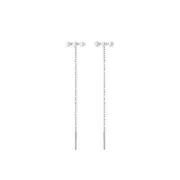 ANYCO Fashion Earrings 925 Sterling Silver Simple Synthetic Pearl Chain Tassel Long Ear Line for Women Cute Party Jewelry Gift