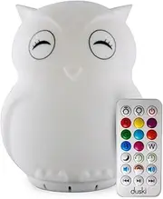DUSKI Silicone Night Light with Bluetooth Speaker, 7 Color Changing Dream Guardian Kids Night Lights for Bedroom, Remote Controlled Rechargeable and Portable Lamp (Owl)