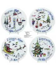 Crate & Barrel Twas NEW In Box Holiday Salad / Dessert Plates- Set of 4