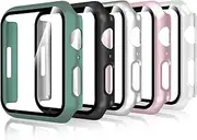 [Bigqin] (5 Pack) Tempered Glass Screen Protector Case Compatible with Apple Watch Series 9/8/7 41mm Full Protection HD Hard PC Cover Case Compatible for iWatch 7 8 9 (41mm)
