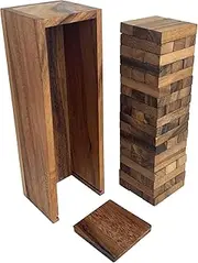 DxZephious Walnut Wooden Tumbling Tower Game- Ideal for Party, Building, Camping, Outdoor Games for Adults, Classic Stacking Block for Challenging Your Skills