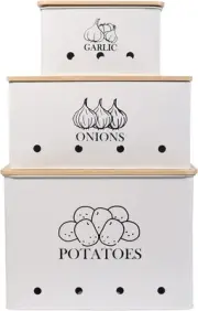 High Capacity Vegetable Storage Bins Set of 3 - For Tidy Kitchen Organization