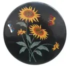 3'x3' Marble Side Table Dining Table Top Precious Sunflower Inlay Hallway Decor