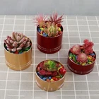 Cylinder Flower Pot Aluminium Alloy Box Planter Succulents Flowerpot