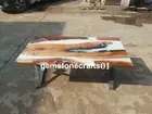 White solid epoxy dining table, wooden epoxy hallway & living room furniture