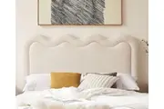 Demi White Boucle Fabric Bed Head - Queen