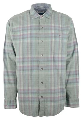 Tommy Bahama Men's Big & Tall Coastline Corduroy Verde Plaid Shirt 2XB Trout