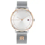 Tommy Hilfiger Tea Silver Case White Face Silver Mesh Band Watch 1782288