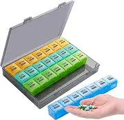 Pill Case - 28 Day Portable Pill Box | Food-Grade Material Medication Organizer | Dust-Proof Pill Organizer for Organizer, Sorting, Carrying Pills and Supplements