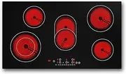 Electric Cooktop 8600w, Electric Stove 5 Burner, 90cm Touch Control Induction Cooktop with 9 Speed Adjustment and Kid Safety Lock, No Plug, Hardwire